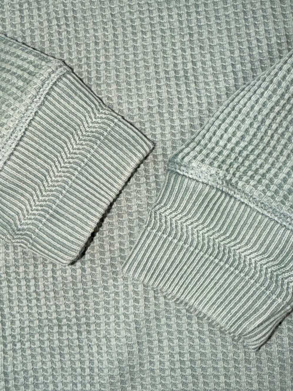 NWT Soft Surroundings Waffle Knit Top Faded Sage Green Pocket Cotton Tunic Sz M - Picture 9 of 13